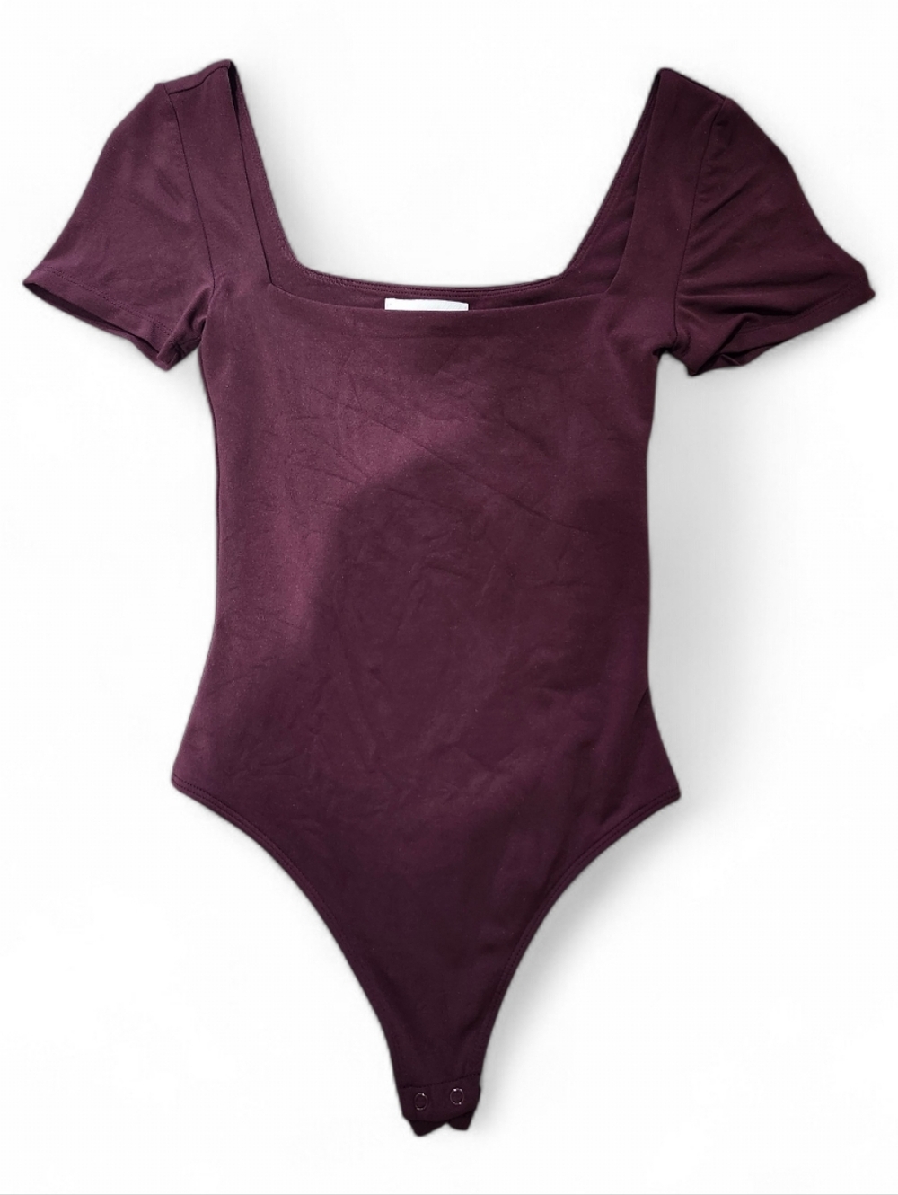 Aritzia Babton Burgundy Square Neck Shortsleeve Contour Bodysuit Size XS - Picture 2 of 8